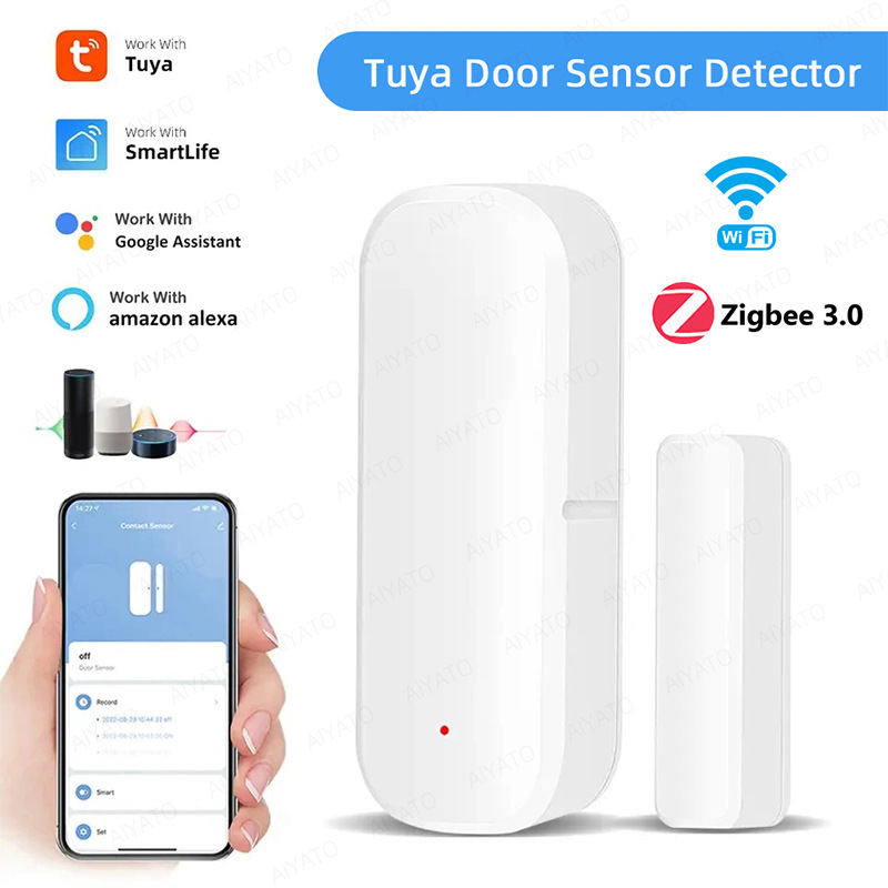 zigbee门磁 WiFi门磁传感器智能家居 tuya 涂鸦智能  Alexa goog