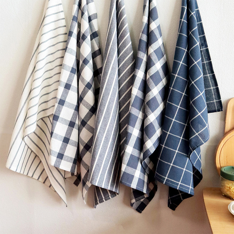 Simple Cotton Yarn-Dyed Kitchen Towel Blue Series Tea Towel Household Napkin Tablecloth Absorbent Cleaning Cloth Wholesale Cross-Border Model Simple Cotton Yarn-Dyed Kitchen Towel Blue Series Tea Towel Household Napkin Tablecloth Absorbent Cleaning Cloth Wholesale Cross-Border Model