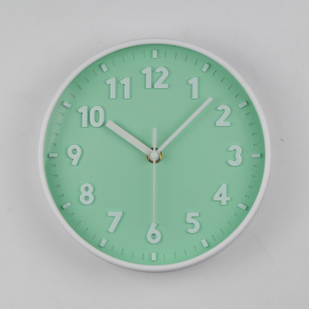 Mint Green Japanese Style Simple Plastic Creative Wall Clock Living Room Home Fashion Clock Silent Scanning Movement Small Wall Clock
