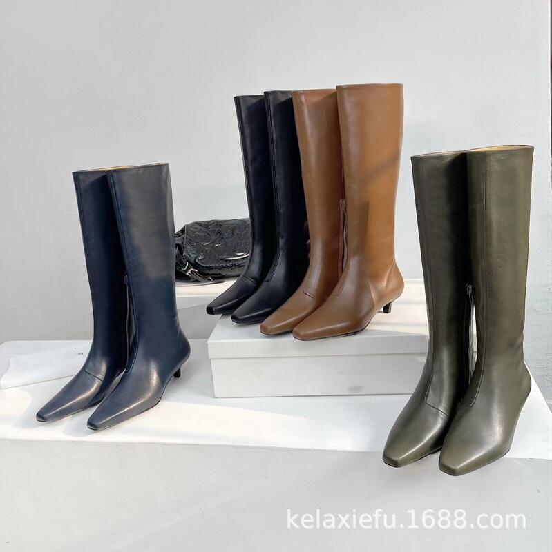 Niche 2023 Autumn and Winter New Style Genuine Leather Small Square Toe Retro Cat Heel High Knight Boots Boots No More Than Knee Boots Niche 2023 Autumn and Winter New Style Genuine Leather Small Square Toe Retro Cat Heel High Knight Boots Boots No More Than Knee Boots