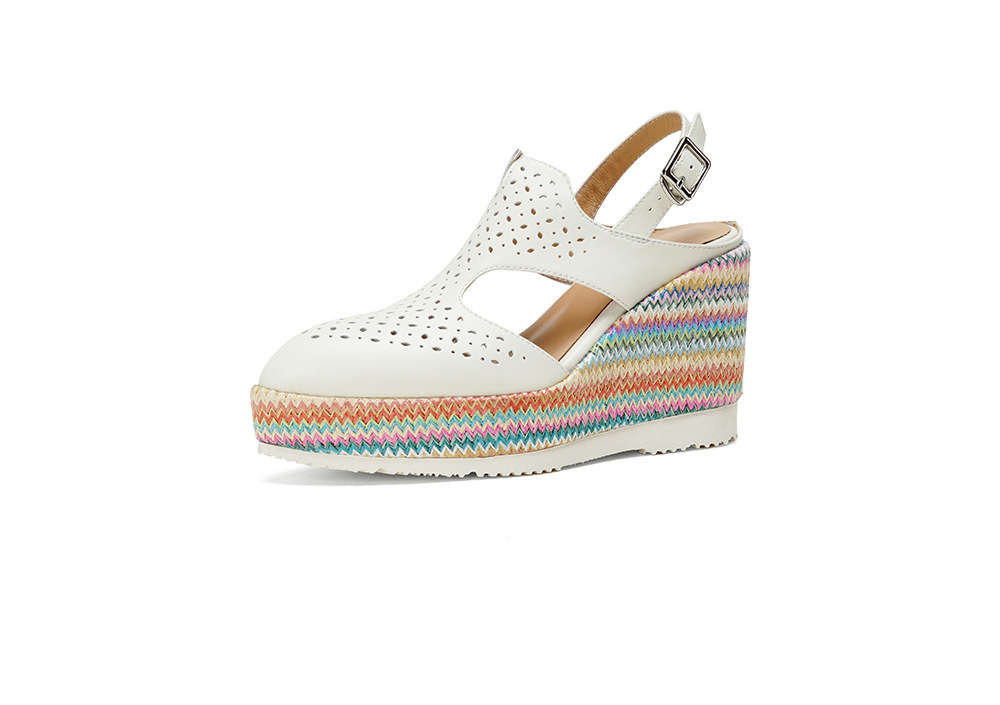Sandal cao gót nữ mũi kín đế xuồng 10 cm phong cách La Mã — xanh lam, màu mơ chi tiết 21