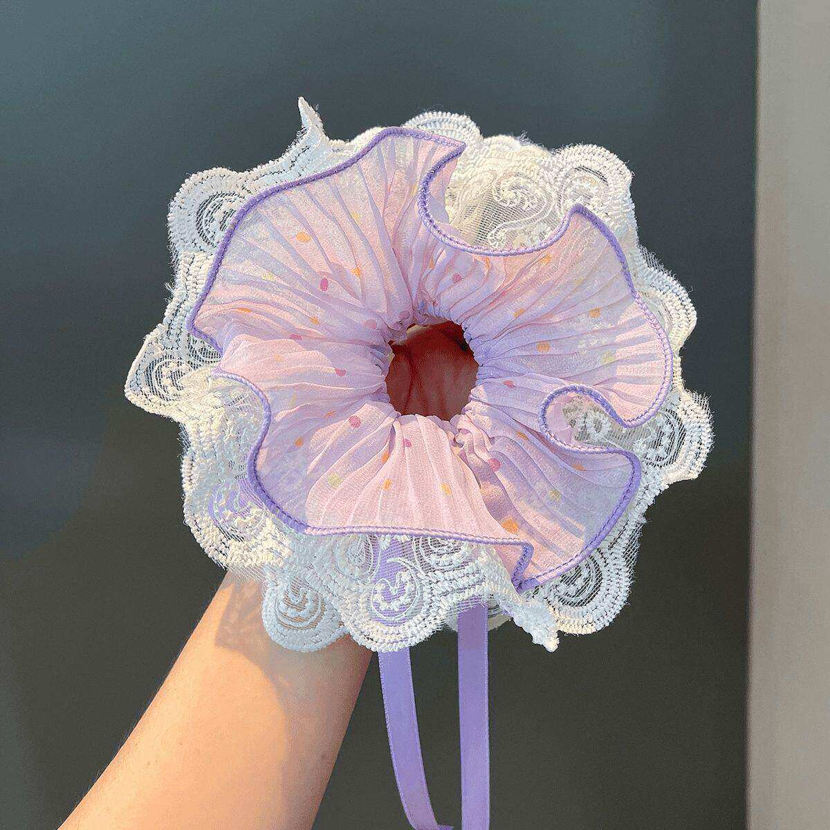 Polka Dot Drawstring Hair Tie for Girls, Korean Style Scrunchie for Girls, Hair Accessory for Girls, Beautiful Hair Tie