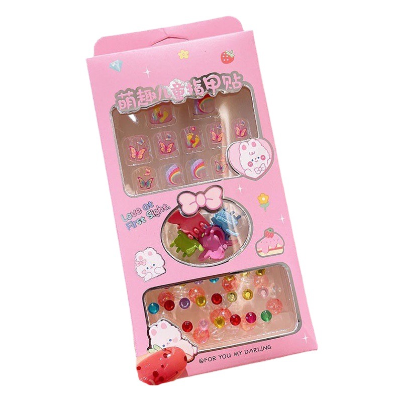Mejoradas pegatinas de uñas de bebé lindas pegatinas de uñas lindas para niños caja de pulsera patrón de dibujos animados autoadhesivas pegatinas de uñas