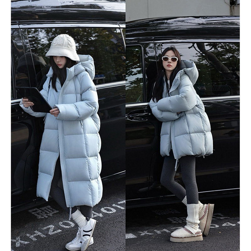 "Neon Winter" Hooded Puff down Jacket, Mid-Length 90 Velvet Bread Jacket, New Style 2025, Both Long and Short Styles