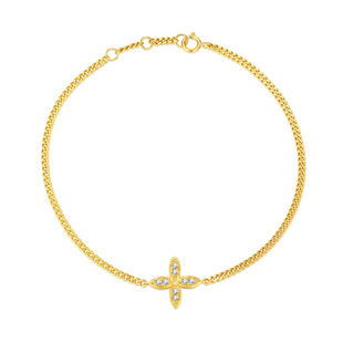 European and American Cross-Border 18K Gold Inlaid Cultured Diamond Bracelet Round Diamond Side Chain Cross Gold Bracelet Hollow Hot Sale