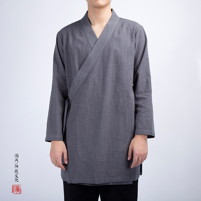 Chinese Style Men's Clothing Men's Mid-Length New Chinese Style Improved Hanfu Jacket Men's Robe Chinese Style Men's Clothing Men's Mid-Length New Chinese Style Improved Hanfu Jacket Men's Robe