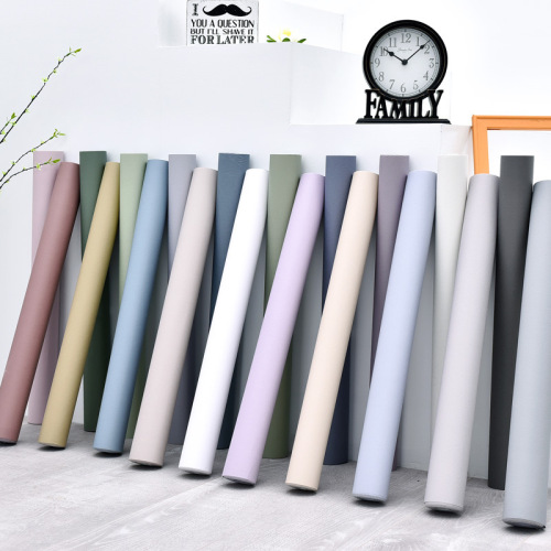 Simple wallpaper self-adhesive solid color pvc sticker warm bedroom living room wallpaper dormitory decorative wall sticker anti-fouling