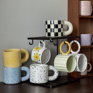 High-Looking Internet Celebrity Mug Household Ceramic Couple Water Cup Ins Style Retro Coffee Cup Wholesale Creative Cup