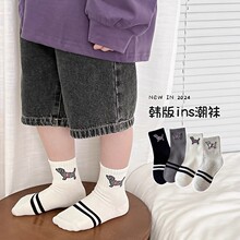 儿童袜子春秋款棉袜男童短袜韩版ins条纹潮袜秋季女童宝宝运动袜