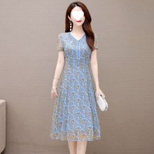 2025新款真丝连衣裙女 修身遮肉显瘦高档A字裙子 大码碎花夏季连