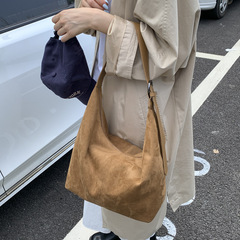 休闲复古麂皮绒包包女式2025新款轻便百搭单肩斜挎包大容量托特包