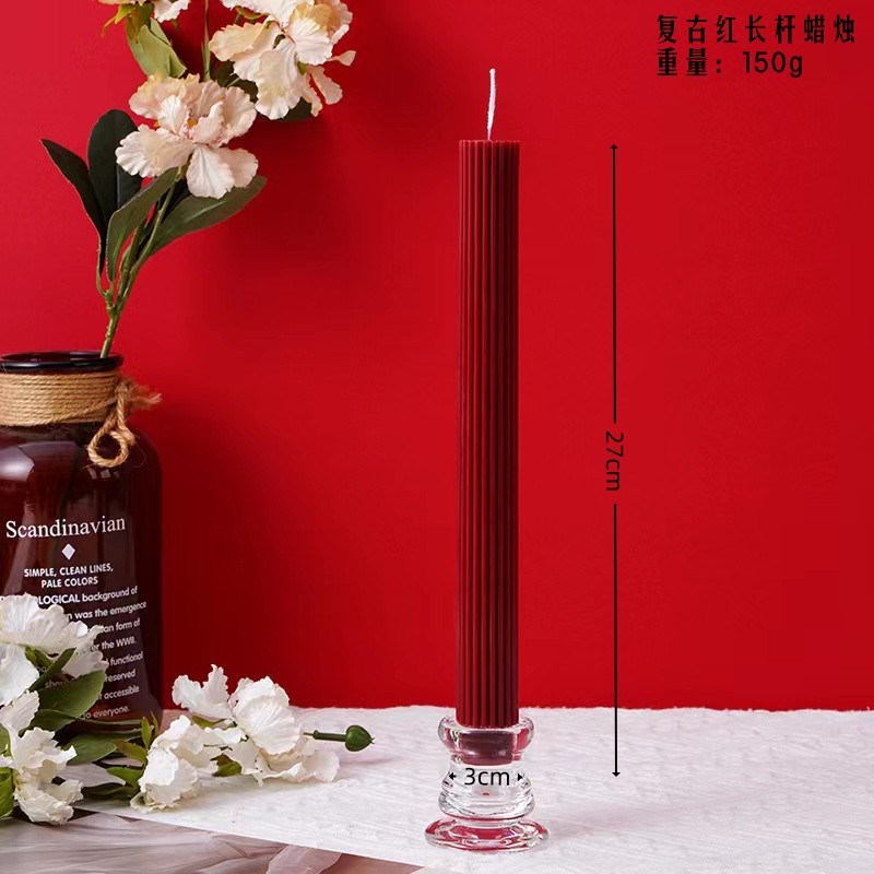 Vela aromática de cera de soja retro francesa color borgoña, vela romántica para bodas, decoración para el hogar, portavelas, venta al por mayor por pieza