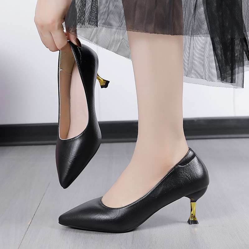Nuevos zapatos de mujer de tacones delgados de punta clara de moda de color sólido, zapatos de estilo universal, zapatos de tacones altos de un solo pie image 4