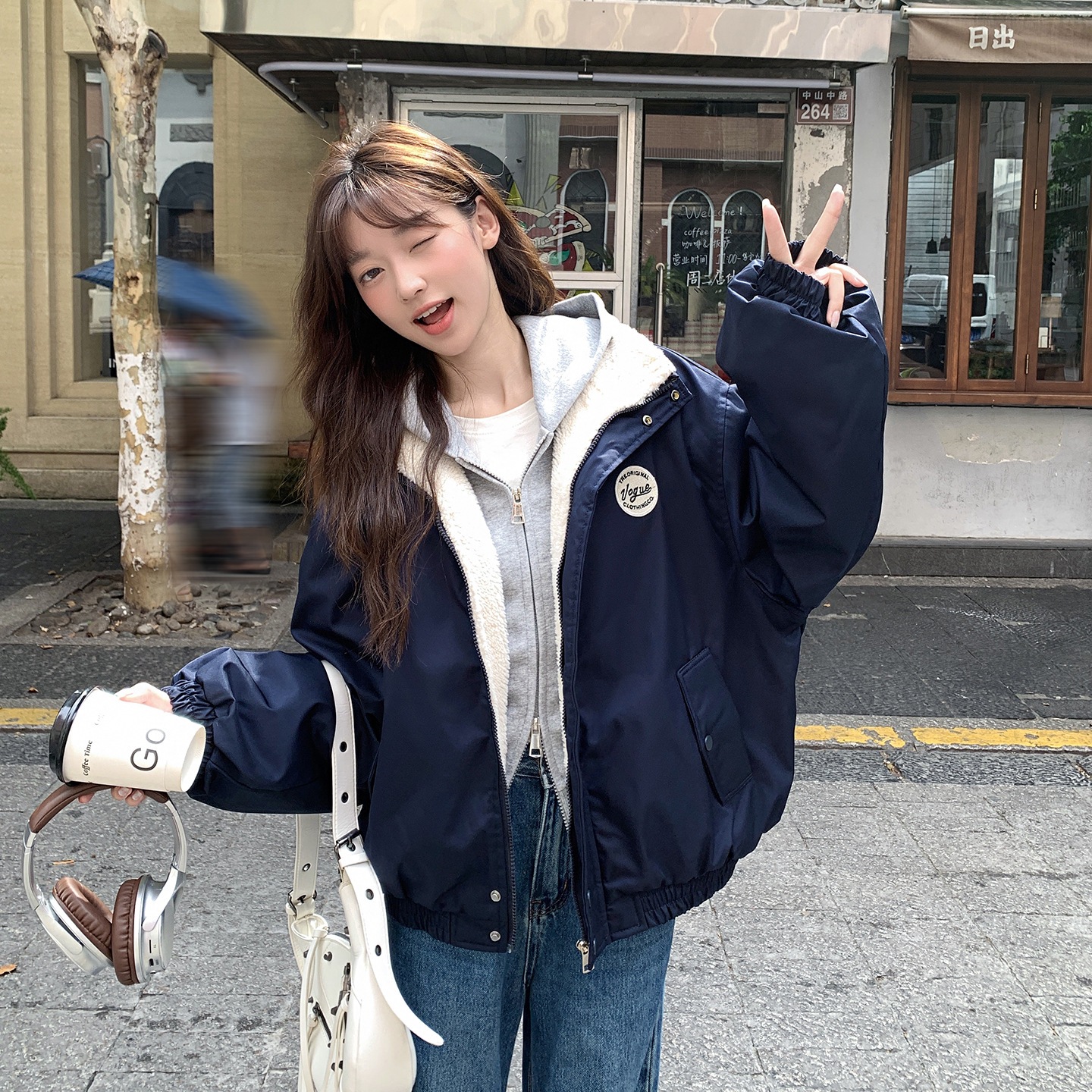 College Style Lazy Stand Collar Jacket Cotton Coat for Women Autumn and Winter 2025 New Loose Slimming Fleece Thick Warm Coat