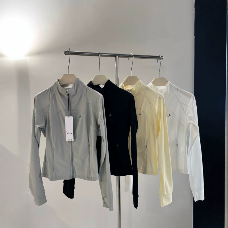 Alo Lightweight Stand-Up Collar Sports Yoga Jacket Sun Protection Clothing for Women, Waist-Cinching Slim-Fit Short Cardigan, Ice Silk Sun Protection Clothing Alo Lightweight Stand-Up Collar Sports Yoga Jacket Sun Protection Clothing for Women, Waist-Cinching Slim-Fit Short Cardigan, Ice Silk Sun Protection Clothing