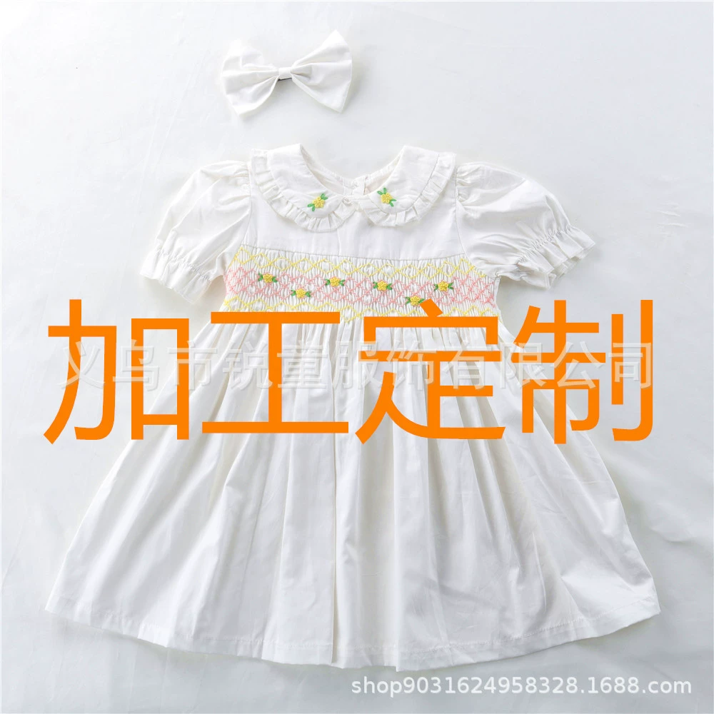 Детская Европейская и американская трансграничная торговля, платье ручной работы из чистого хлопка, детская одежда