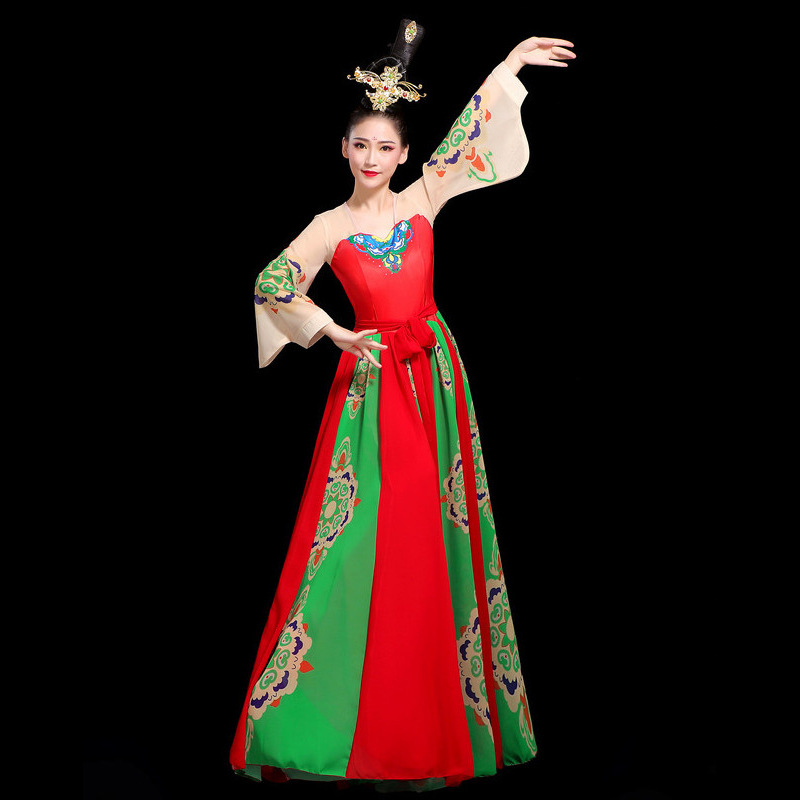 古典舞蹈演出服女飘逸新款中国风大摆裙艺考服装扇子舞唐印群汉唐