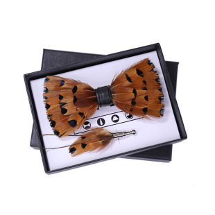 Simple 235 Yellow Feather Bow Tie Men's Wedding Ceremony Suit Suit Accessories Shirt Collar Flower Butterfly