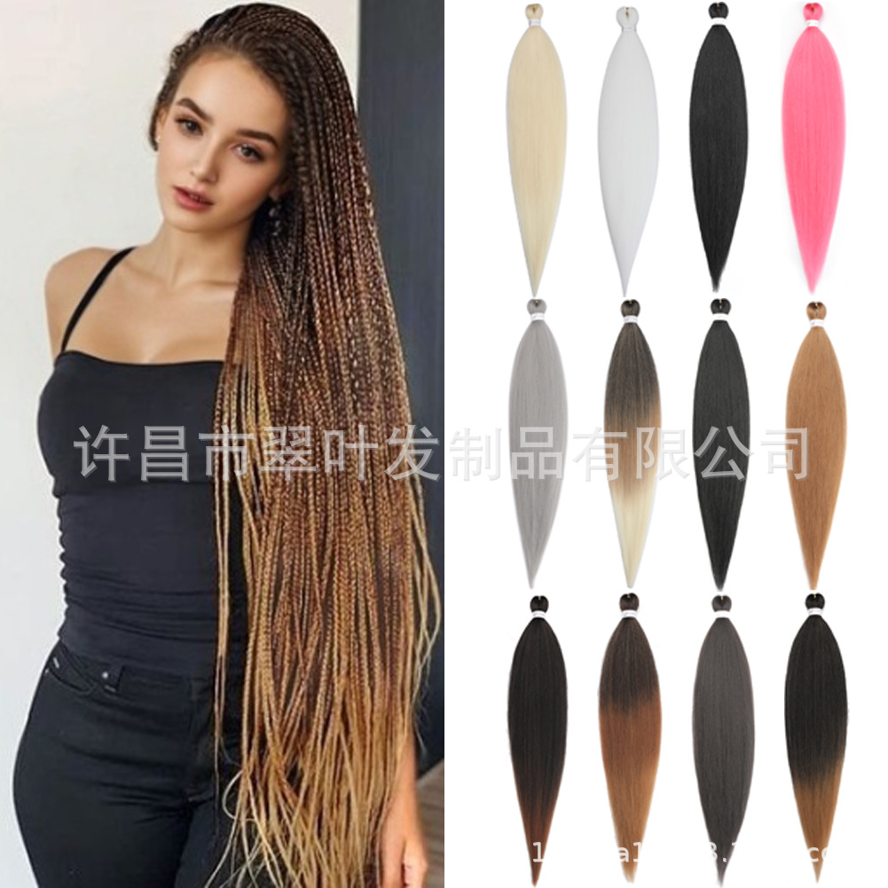 Peluca femenina EZ trenza grande 30 pulgadas cabello tejido europeo y americano peluca de ganchillo de seda de baja temperatura venta al por mayor transfronteriza BRAID