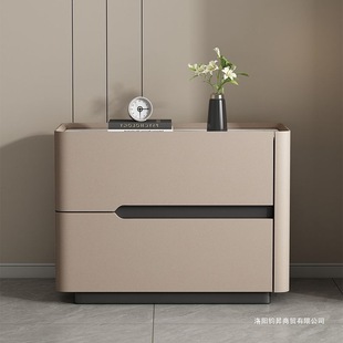 New Style Cream Style Light Luxury Modern Simple Slate Bedside Table Solid Wood Italian Floor-Standing Bedroom Storage Cabinet