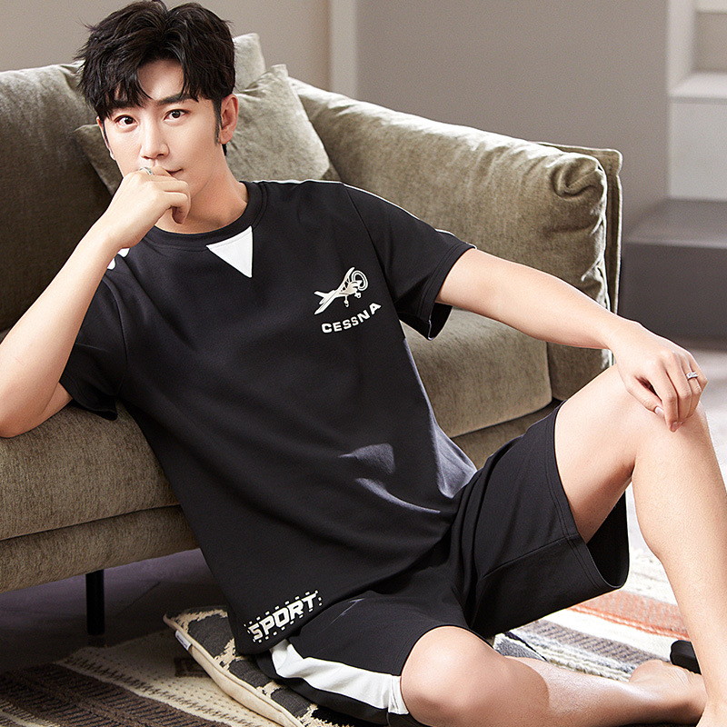 2022 verano nuevos hombres pijamas pantalones cortos de algodón de manga corta jersey de dos piezas ropa de abrigo casual de algodón ropa de casa