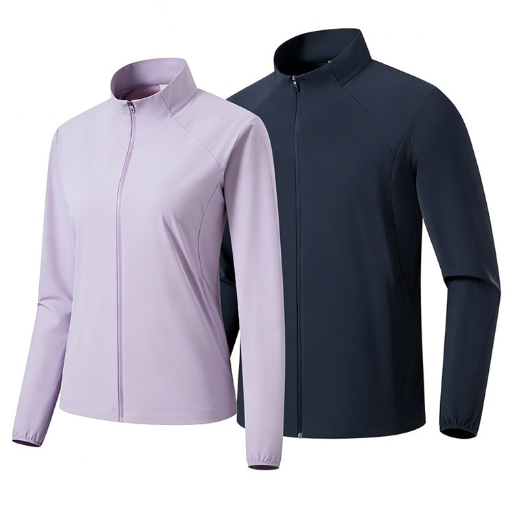 2026 Spring and Summer New Lightweight, Cool and Breathable Nylon Four-Way Stretch Stand-Up Collar Cardigan Windbreaker Jacket