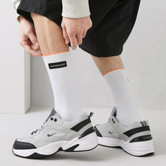 秋冬新品襪子 男襪 純色雙針豎條紋定標潮襪ins男士中筒襪子批發