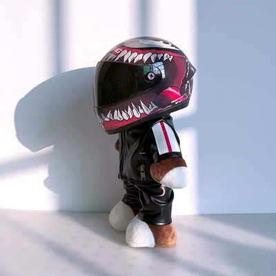 Motorcycle doll helmet bear, Motosiklet dəbilqələri - height-28cm-black-bearm-venom-upgraded-internal-buckle