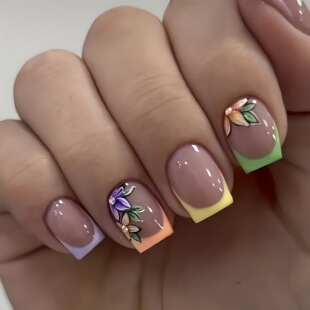 European and American Summer Flower Fake Nail Stickers Wearable Manicure Finished Nails Digital Printed Nails