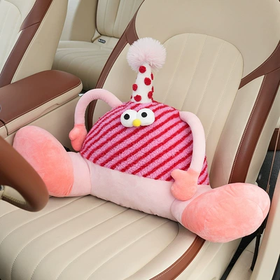 Cute Car Lumbar Support Cartoon Waist support - plush-big-foot-monster-waist-striped-red