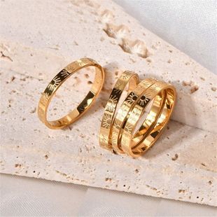 2024 New Niche Fine Narrow Edition Corroded Sunflower Ring Tail Ring Cross-border Exclusive for Manufacturers Large Cong