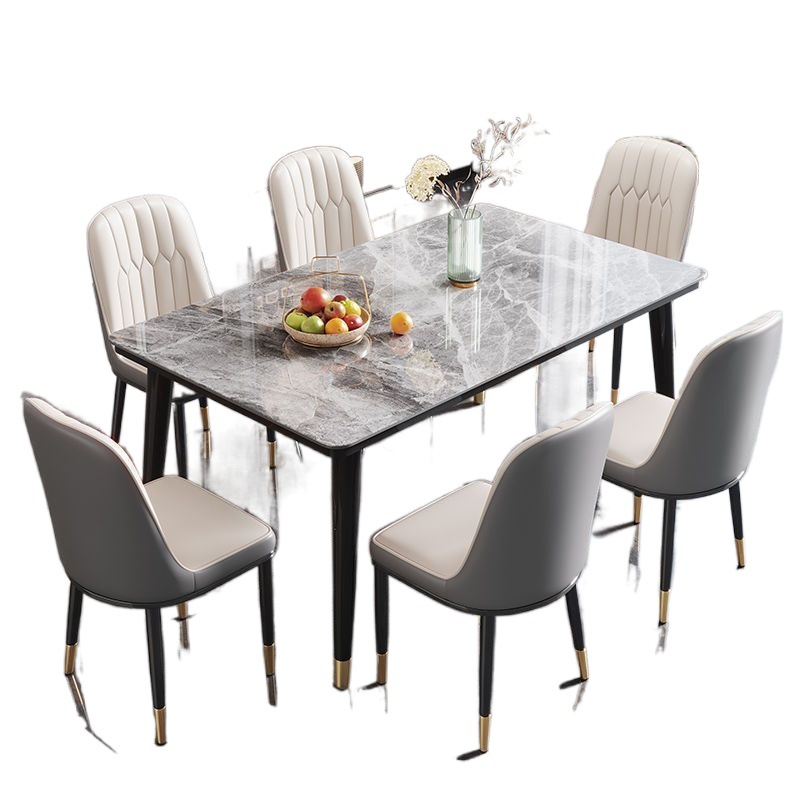 Nuevo estilo de red roja tabla de roca mesa de comedor combinación de silla de comedor hogar pequeño apartamento rectangular mesa silla mesa de comedor hogar al por mayor
