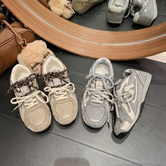 复古德训鞋女2025新款圆头拼色休闲鞋阿甘鞋系带防滑运动鞋