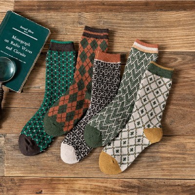 冬款羊毛袜复古民族风韩版高筒女士加厚保暖袜子时尚品牌爆款袜子|ru