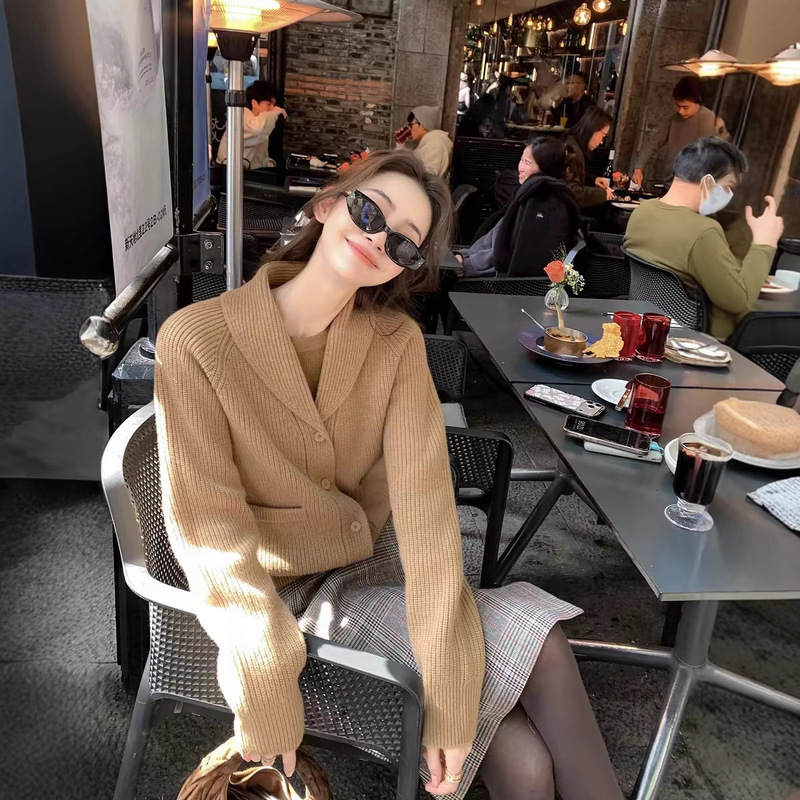 Lickysenior Recommends Kim Nam-Joo's Knitted Cardigan for Women, Winter Thickened High-End Sweater, Woolen Coat Top