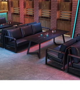 Retro industrial style bistro music dining bar clear bar deck sofa coffee Western restaurant rest area table and chair