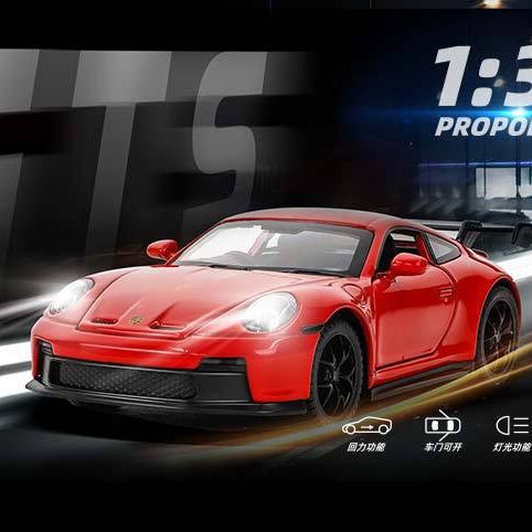 Zhongyuan xinghejin modelo de coche 1:32 tiempo garantizado 911 GT3 coche deportivo con sonido y luz Tire hacia atrás coche de juguete modelo de música adornos
