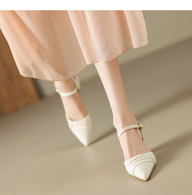 Sandal nữ mũi nhọn quai ngang phong cách Hàn Quốc — BL135 màu đen chi tiết 9