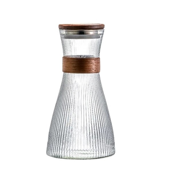 Vidrio borosilicato elegante olla transparente patrón vertical vidrio botella de agua fría hogar eléctrico estufa de cerámica calefacción jugo botella de agua fría