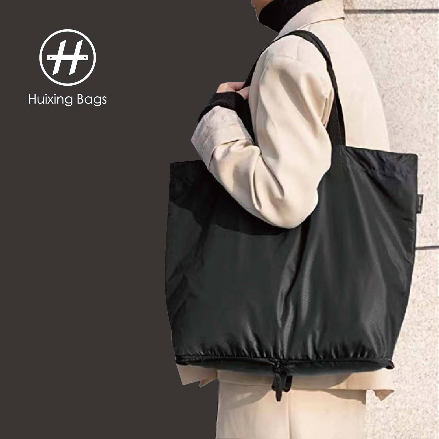 Folding Shopping Bag Japanese Solid Color Portable One Shoulder Square Folding Bag Portable Supermarket Waterproof Shopping Bag