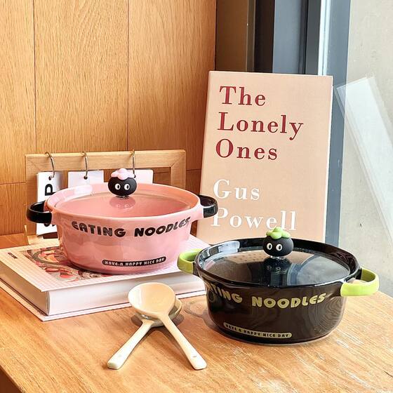Advanced Sense Ceramic Instant Noodle Bowl 2025 New High Color Value Double Ear Soup Bowl Personal Special Snail Powder Instant Noodle Bowl