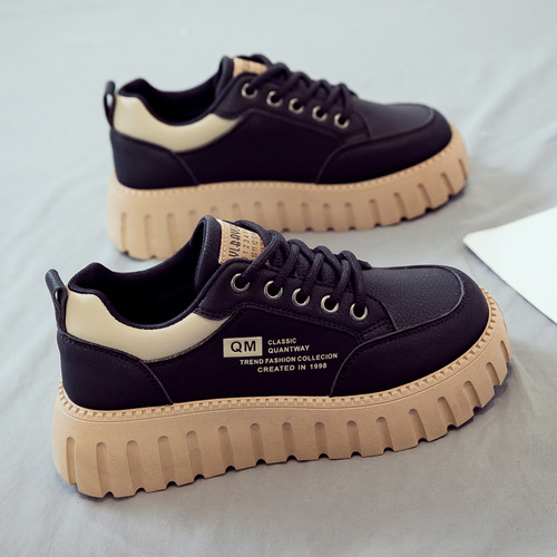 2024 Spring White Shoes Women's Shoes New Korean Style Student Thick-soled Height-increasing Shoes Soft-soled Casual Shoes Mom Breathable