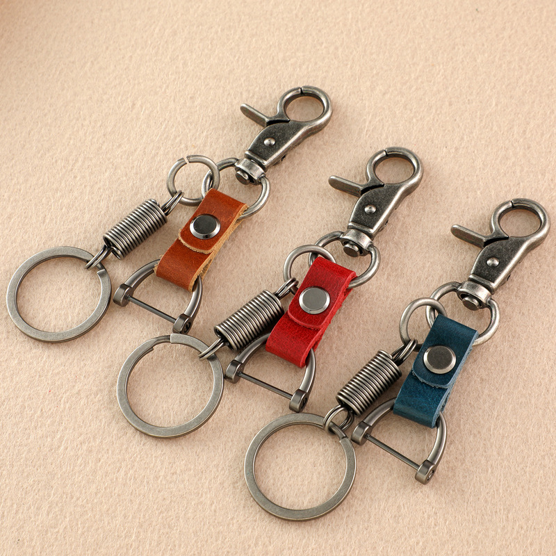 Cross-Border First-Layer Cowhide Genuine Leather Car Keychain, Sturdy and Durable, Men's Waist Pendant, Personalized Retro Key Chain Ring Cross-Border First-Layer Cowhide Genuine Leather Car Keychain, Sturdy and Durable, Men's Waist Pendant, Personalized Retro Key Chain Ring