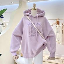 卡通刺绣韩国兔子宽松大码加绒加厚过冬保暖连帽卫衣女帽衫外套潮