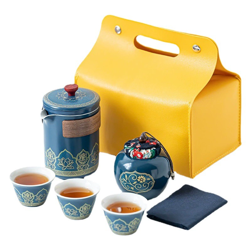Дорожный чайный набор Портативный чайный набор кунг-фу Маленький набор Открытый чайник Экспресс-чашка Праздничный бизнес-подарок