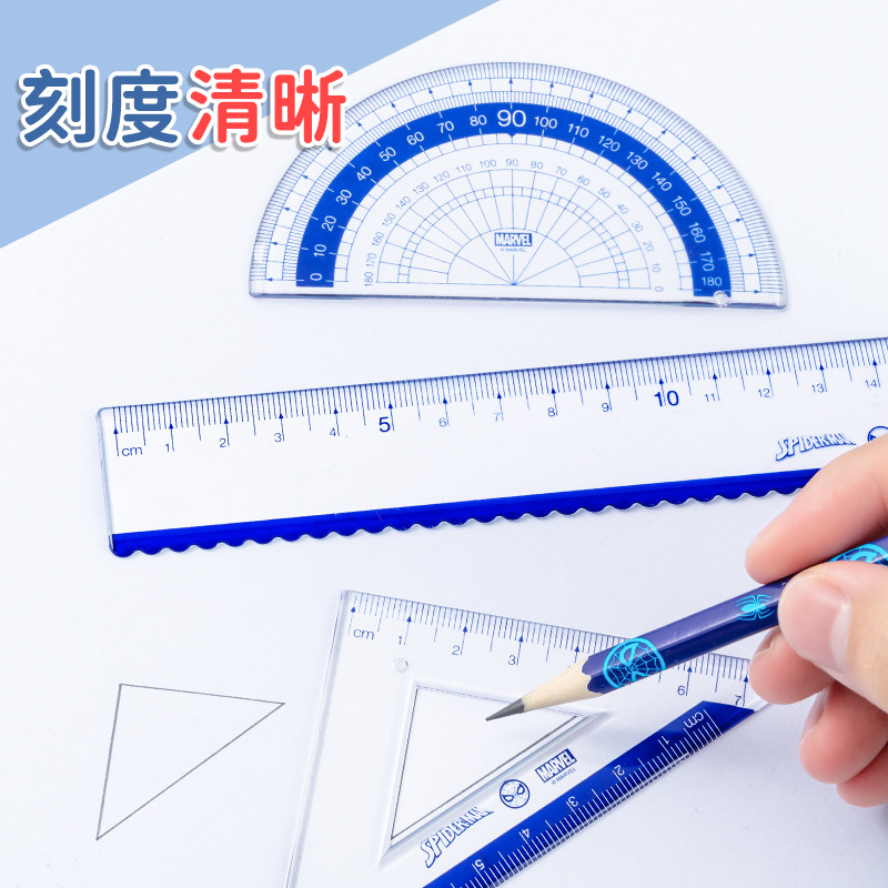 Disney Ruler Set Cartoon Student Learning Stationery Kidsren's Drawing Ruler Triangle Ruler 4-Piece Ruler Set