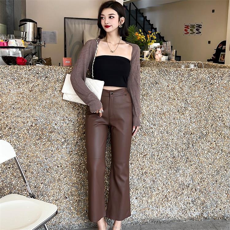 Genuine Leather Pants Women's Autumn and Winter New Commuting Elegant Micro-pants 2022 Sheepskin Net Edition Bottoming Ankle-length Pants Trendy Genuine Leather Pants Women's Autumn and Winter New Commuting Elegant Micro-pants 2022 Sheepskin Net Edition Bottoming Ankle-length Pants Trendy