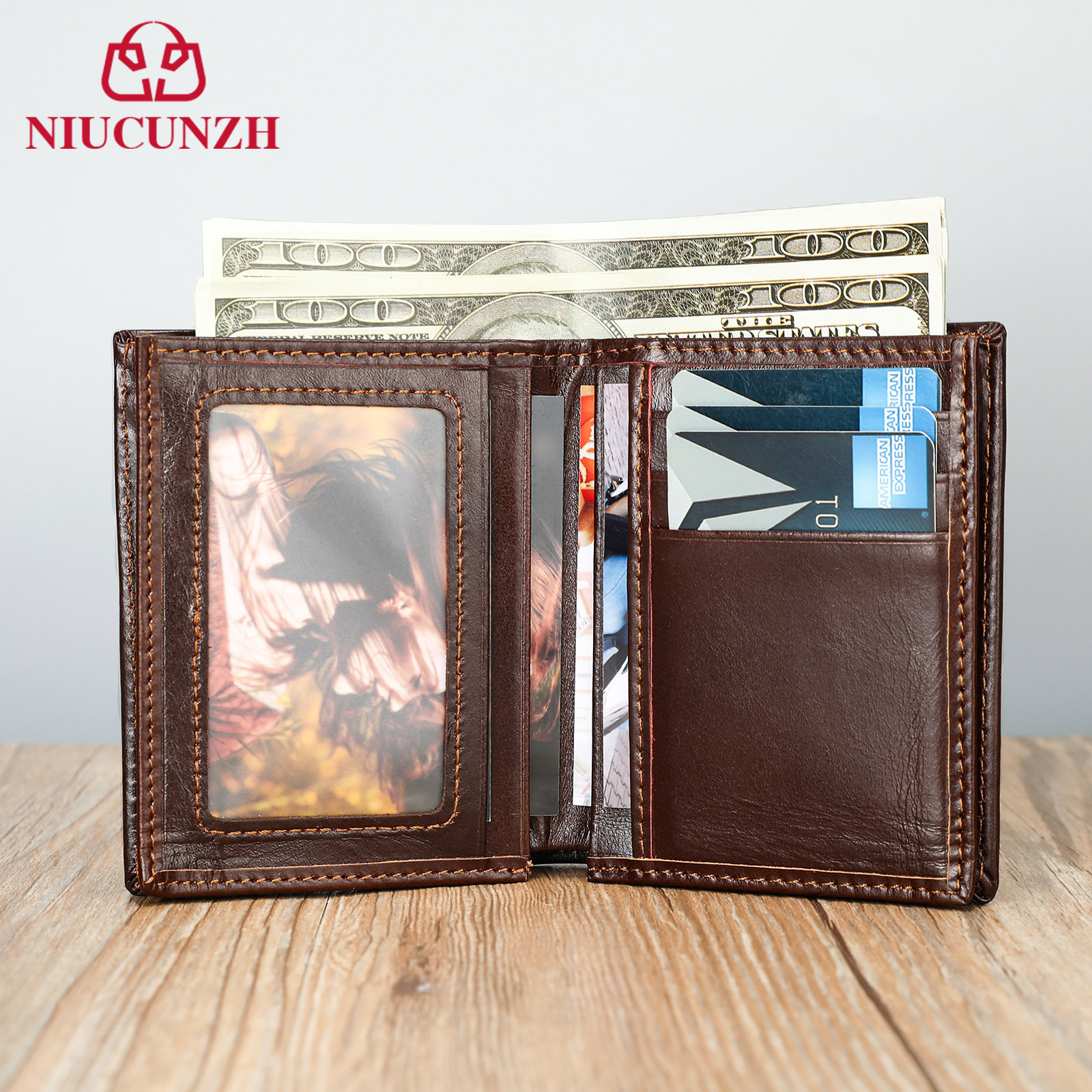 多功能真皮高级感短款钱包外贸时尚百搭钱夹多卡位手工皮夹卡包男