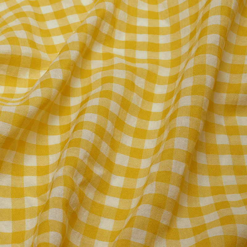 现货泡泡纱色织0.7公分格子布料 春夏大格子绉衬衫连衣裙童装面料