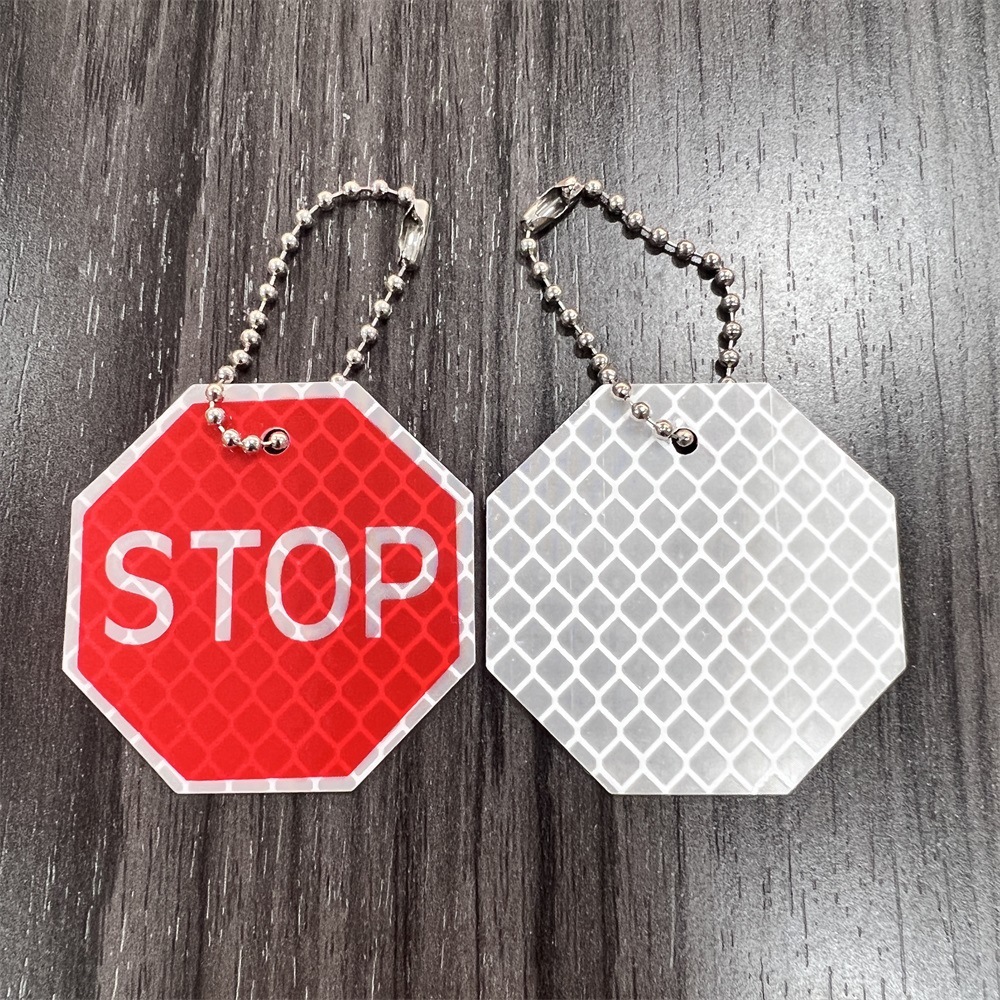 微棱镜菱形反光吊牌 书包用高亮反光挂件 安全警示STOP反光吊坠